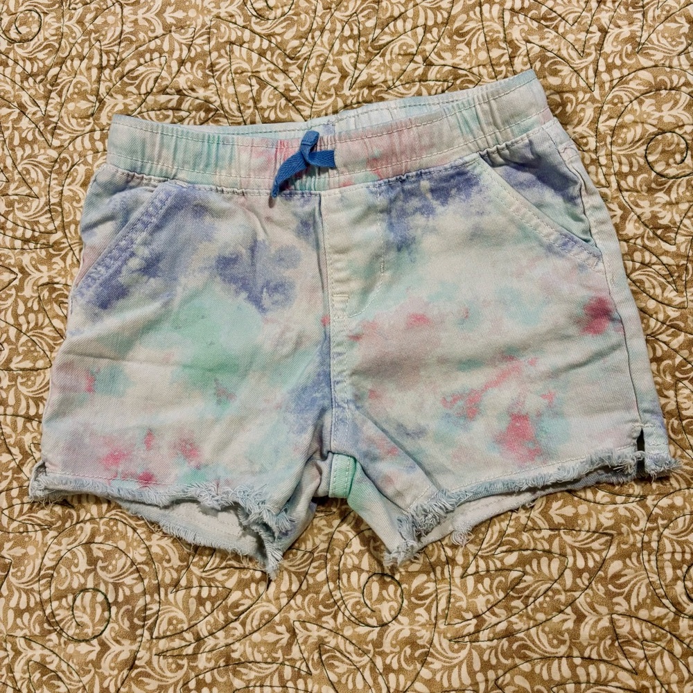Cat & Jack Pastel Tie-Dye Cotton Shorts - Blue, Pink, Green
